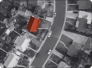 Aerial map showing a location conversion zone